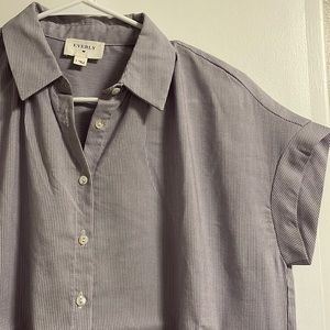 Purple and white striped blouse